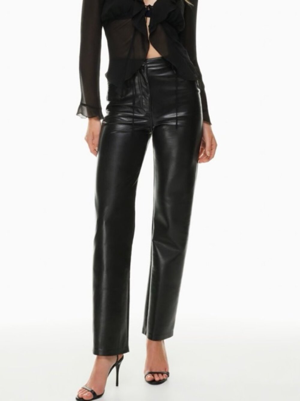 Aritzia Wilfred Black Straight Leg Faux Leather Pants